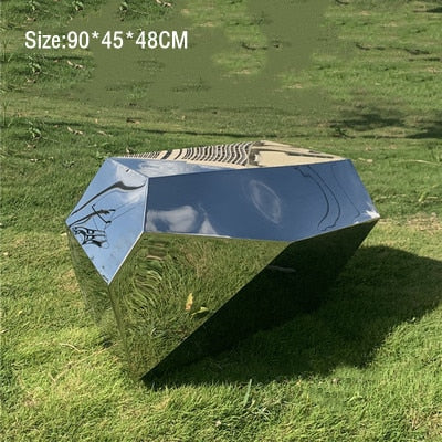 Stainless steel geometric block surface stone park Green forest square garden hotel Mall office building sculpture ornaments