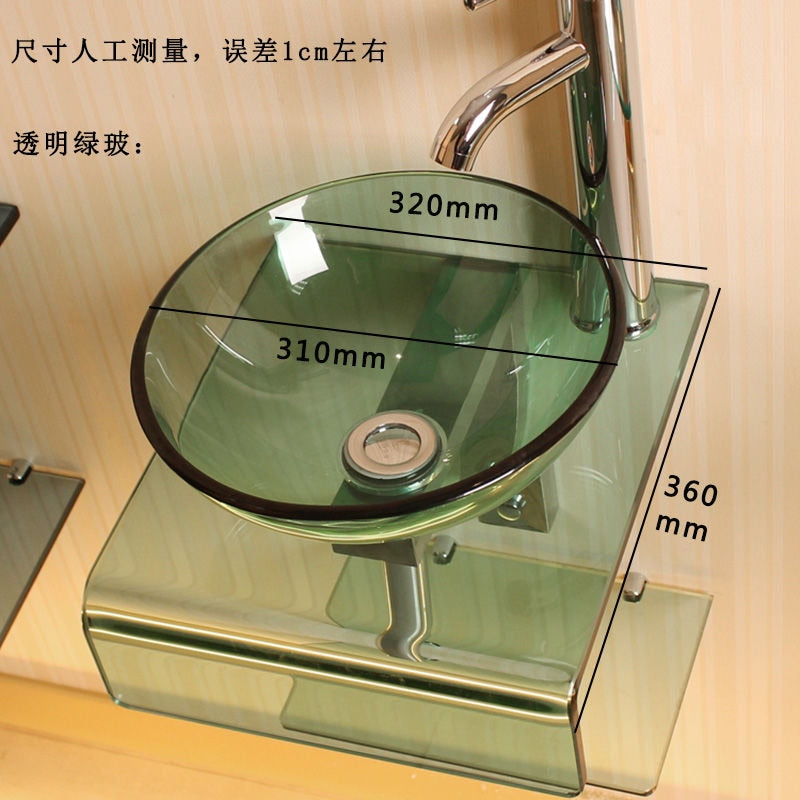 Bathroom Washbasin Tempered Glass Washbasin Nordic Wall-mounted Bathroom Sink Light Luxury Hotel Office Waterfall Spout Basin