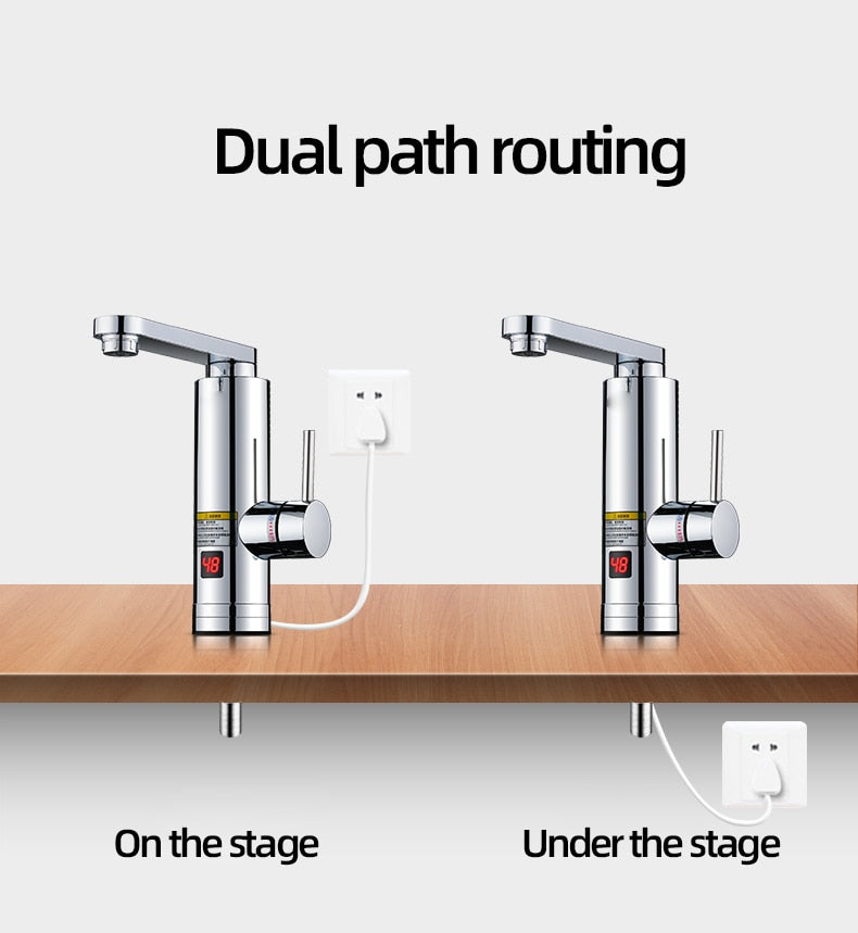 Kitchen Instant Electric Hot Water Heater  Led Faucet Luxurious  3 Seconds Fast