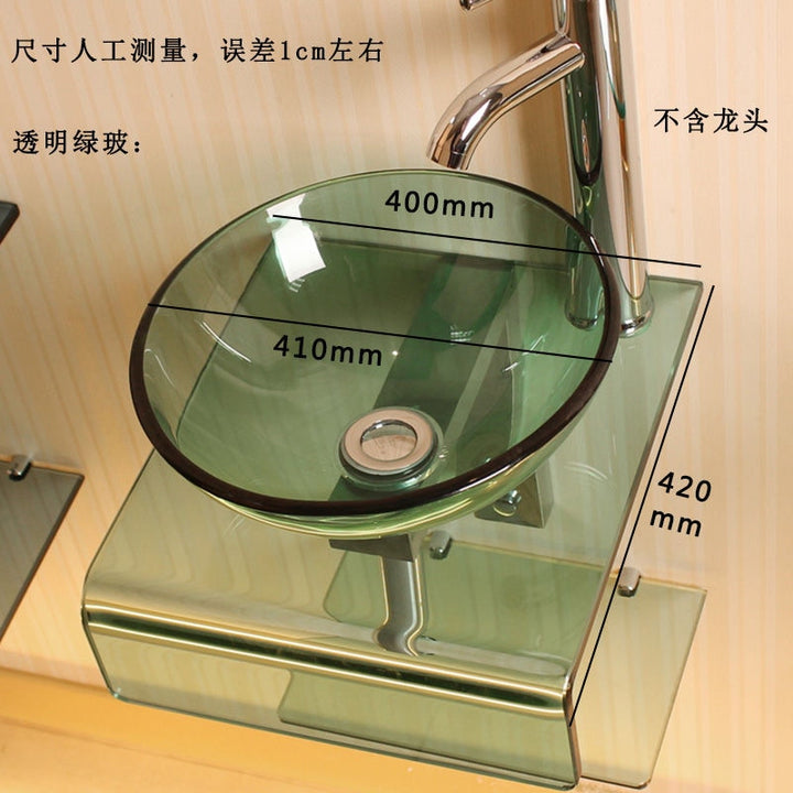 Bathroom Washbasin Tempered Glass Washbasin Nordic Wall-mounted Bathroom Sink Light Luxury Hotel Office Waterfall Spout Basin