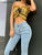 Flare Jeans Pants Women Vintage Stretch Denim  High Waist Fashion