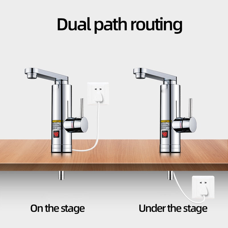 Kitchen Instant Electric Hot Water Heater  Led Faucet Luxurious  3 Seconds Fast