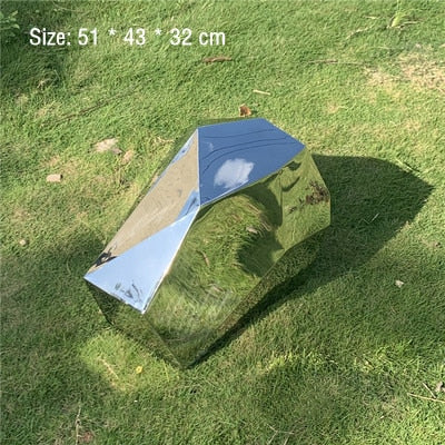 Stainless steel geometric block surface stone park Green forest square garden hotel Mall office building sculpture ornaments