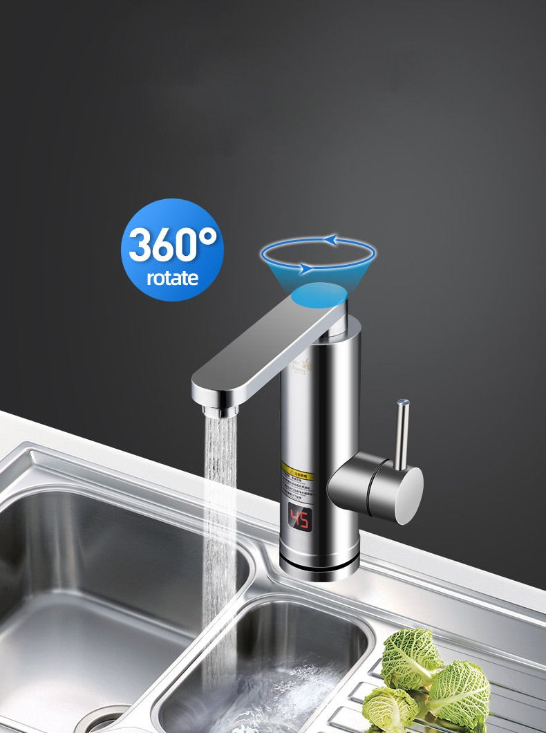 Kitchen Instant Electric Hot Water Heater  Led Faucet Luxurious  3 Seconds Fast