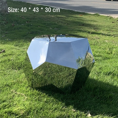 Stainless steel geometric block surface stone park Green forest square garden hotel Mall office building sculpture ornaments