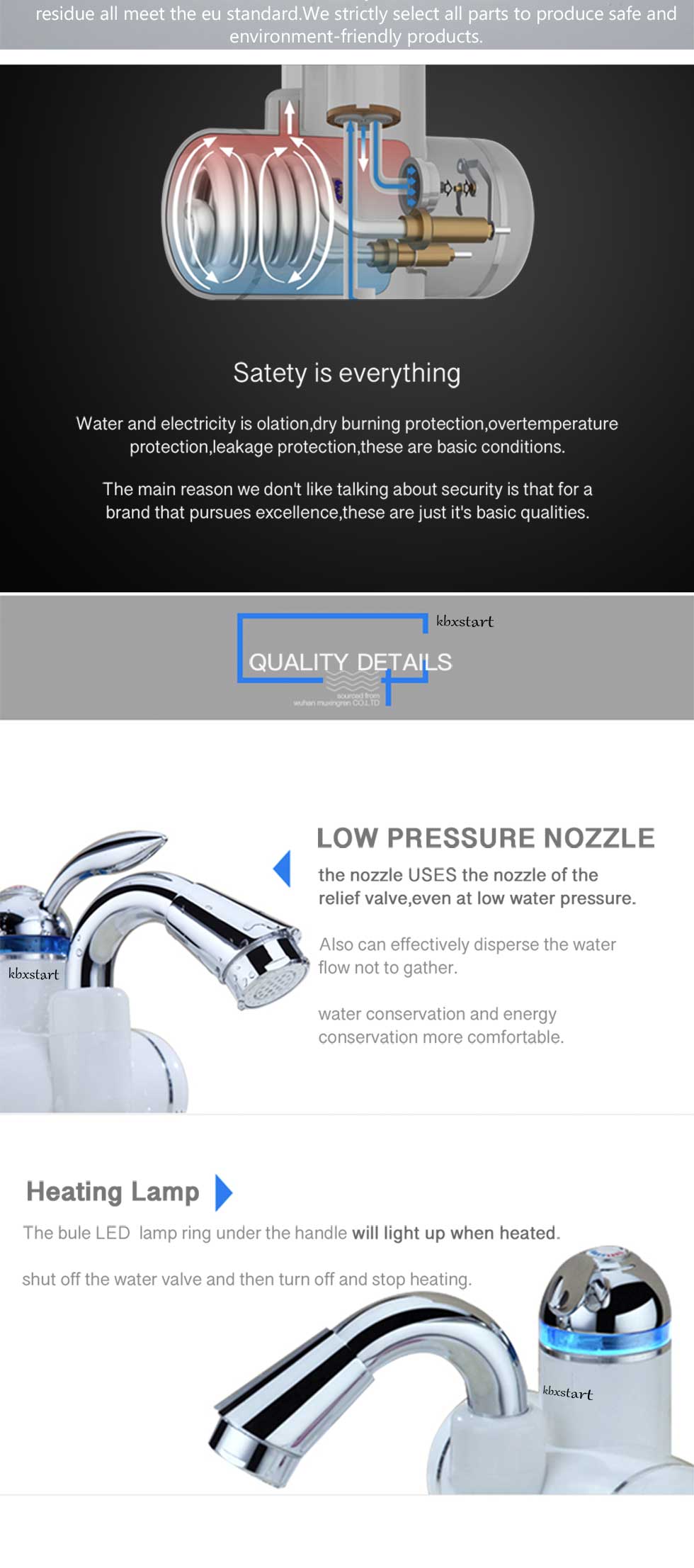Kitchen Instant Electric Hot Water Heater  Led Faucet Luxurious  3 Seconds Fast