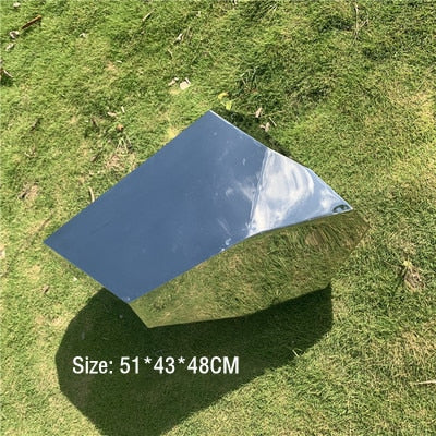 Stainless steel geometric block surface stone park Green forest square garden hotel Mall office building sculpture ornaments