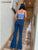 Flare Jeans Pants Women Vintage Stretch Denim  High Waist Fashion