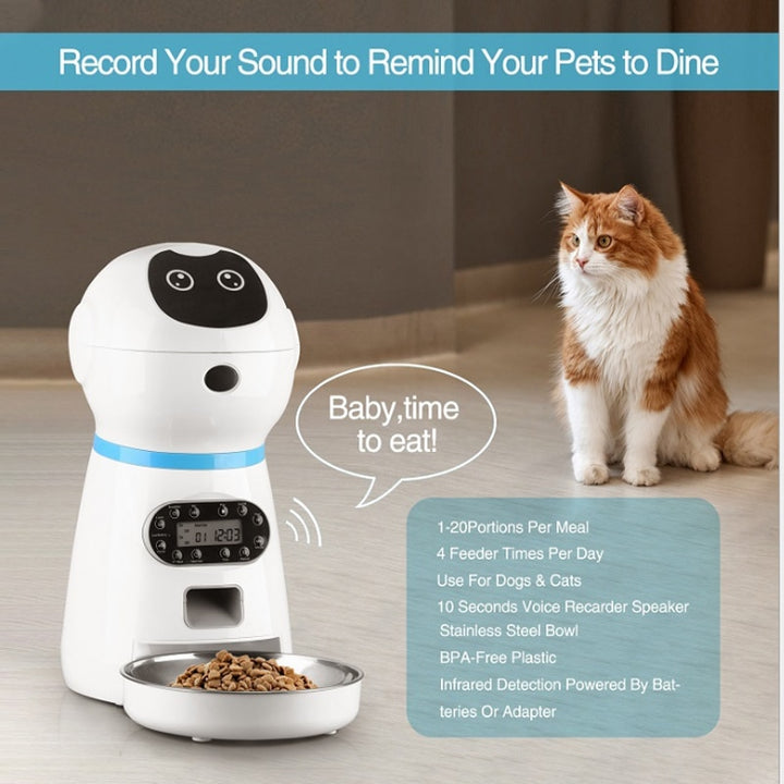 Automatic Dog And Cat Feeder 3.5 Liters Dry Food Dispenser Plus 2L Water Feeder Suitable For Small And Medium Pet Smart Feeders