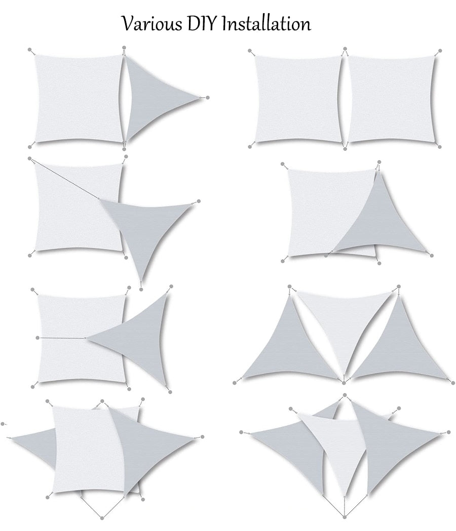 3/4*5m 5*6m 6*8m UV Protection 70% Waterproof Oxford Cloth Outdoor Sun Sunscreen Shade Sails