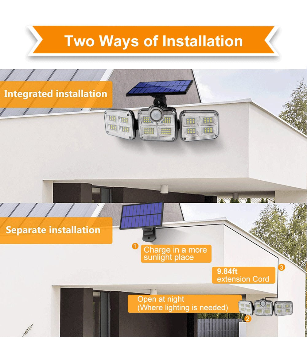 122/138/171/198/333 LED Solar Lights Outdoor Motion Sensor Human Induction Adjustable head IP65 Waterproof Solar Power Wall Lamp