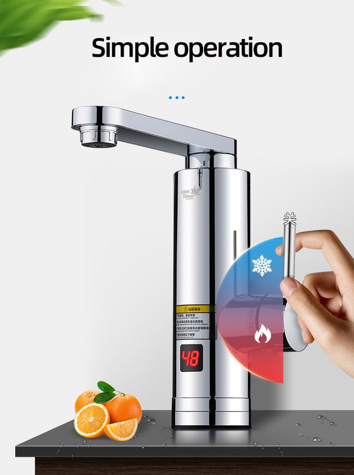 Kitchen Instant Electric Hot Water Heater  Led Faucet Luxurious  3 Seconds Fast
