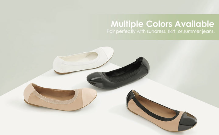 YAERNI Foldable Round Toe Women Flats  Soft Sole E727