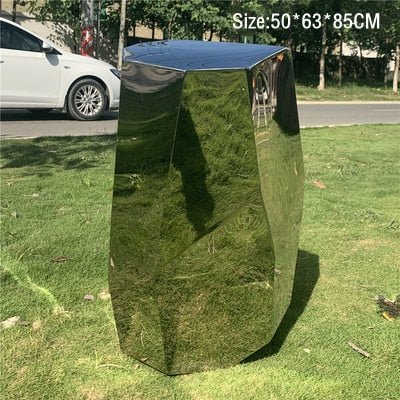 Stainless steel geometric block surface stone park Green forest square garden hotel Mall office building sculpture ornaments