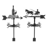 Iron Weather Vane Wine bottle/Horse Carriage Scene Weathercock for Fence Roof Yard