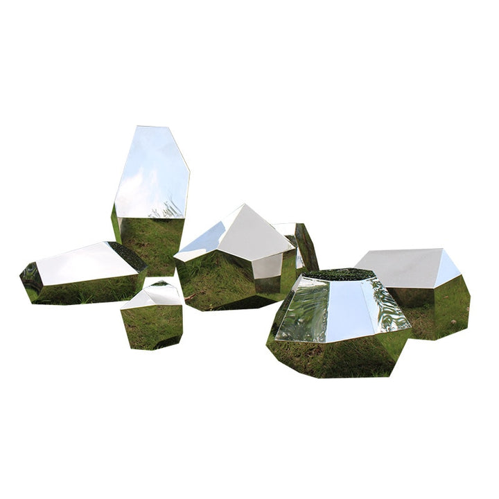 Stainless steel geometric block surface stone park Green forest square garden hotel Mall office building sculpture ornaments