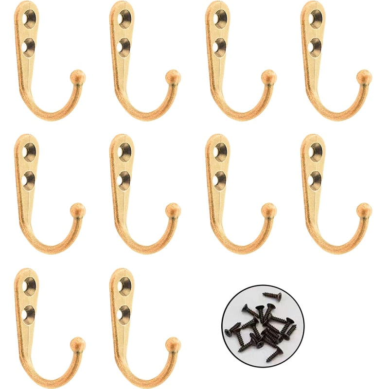 10 Pack Wall Hooks with Screws Alloy Hanging Single Hook