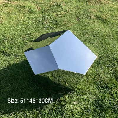 Stainless steel geometric block surface stone park Green forest square garden hotel Mall office building sculpture ornaments