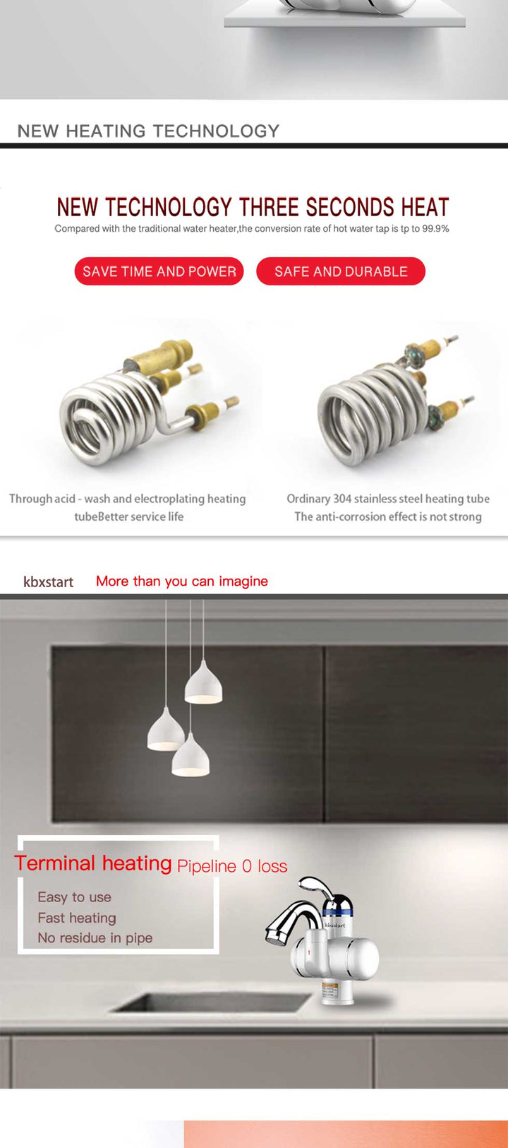 Kitchen Instant Electric Hot Water Heater  Led Faucet Luxurious  3 Seconds Fast