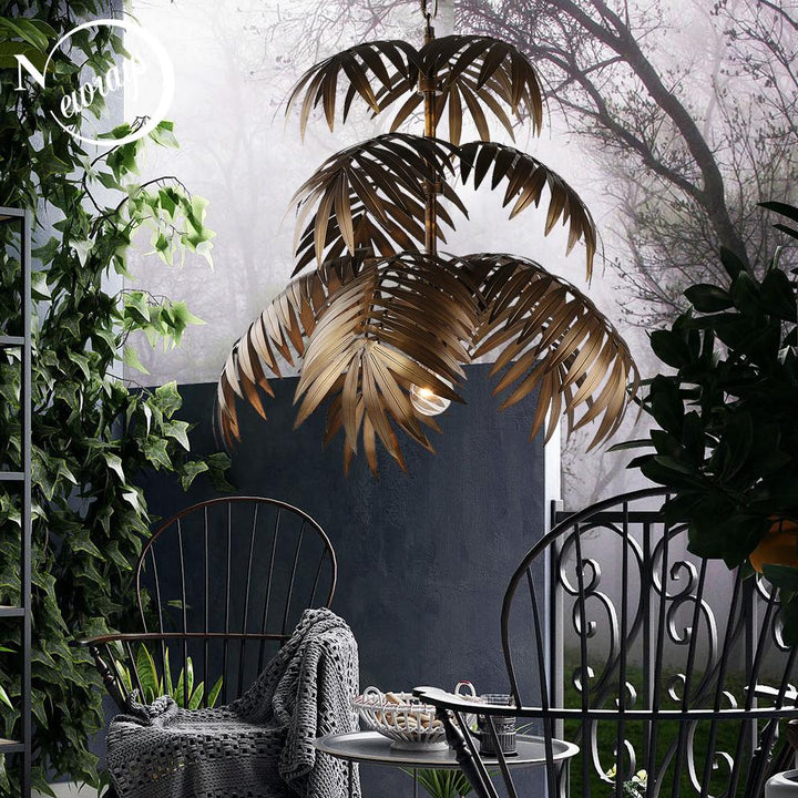 Modern Loft coconut tree leaf chandelier E27 industrial creative hanging lamp for living room restaurant bedroom lobby hotel