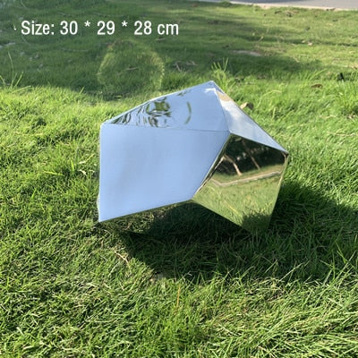 Stainless steel geometric block surface stone park Green forest square garden hotel Mall office building sculpture ornaments
