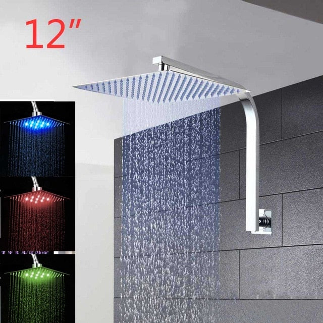 KEMAIDI 8"12"16" Bathroom Shower Wall Mounted Rainfall Head Mixer