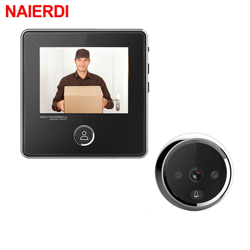 NAIERDI 3" LCD Screen Digital Door  Electronic Door Viewer Bell IR Night Door Peephole