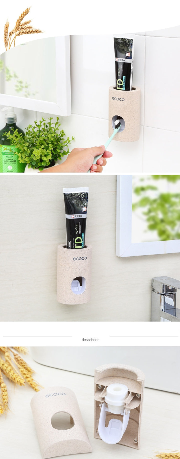 Automatic Toothpaste Dispenser Dust-proof Toothbrush Holder Wall Mount Stand