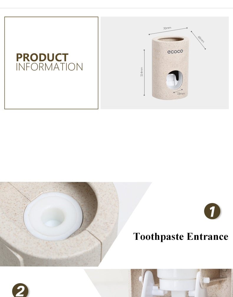 Automatic Toothpaste Dispenser Dust-proof Toothbrush Holder Wall Mount Stand