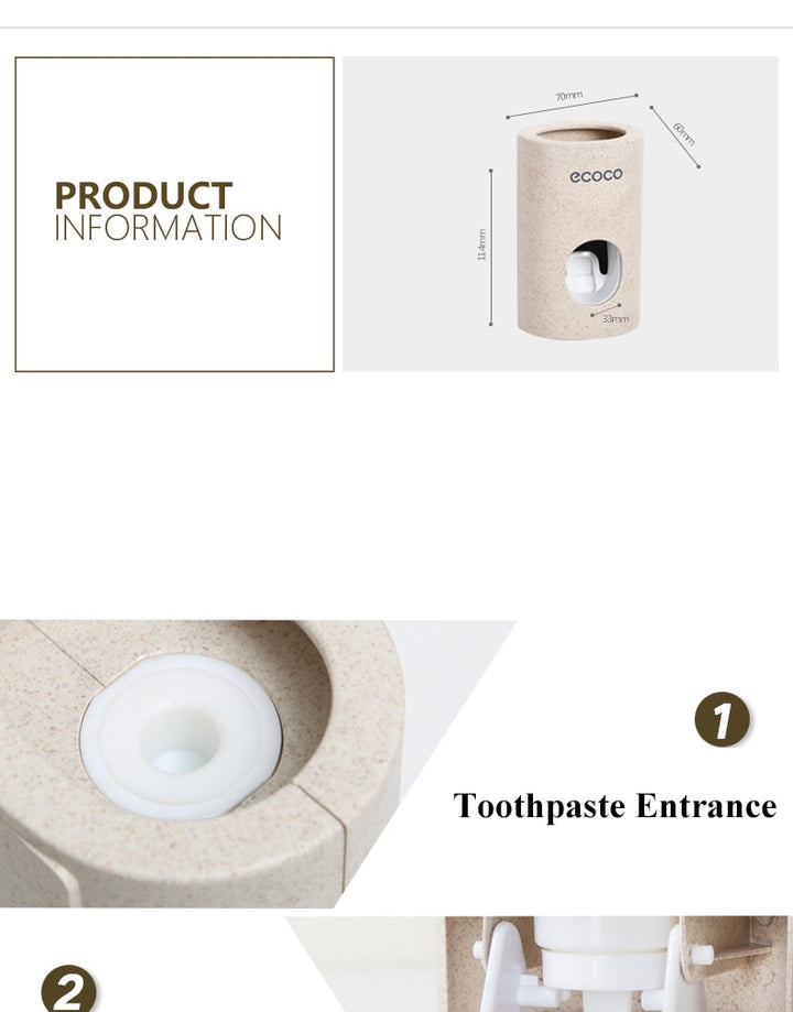 Automatic Toothpaste Dispenser Dust-proof Toothbrush Holder Wall Mount Stand