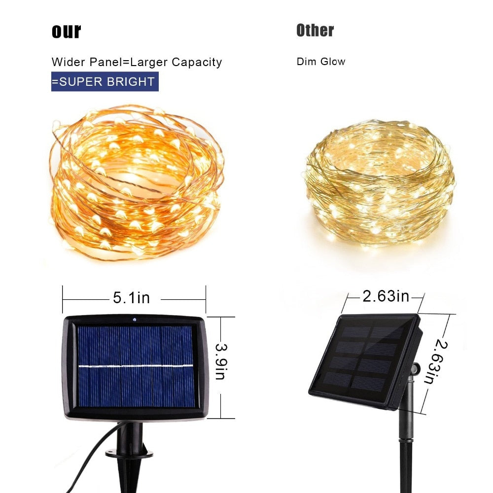 Solar String Fairy Lights 12m 100LED / 5M 50 LED  Waterproof Outdoor Garland