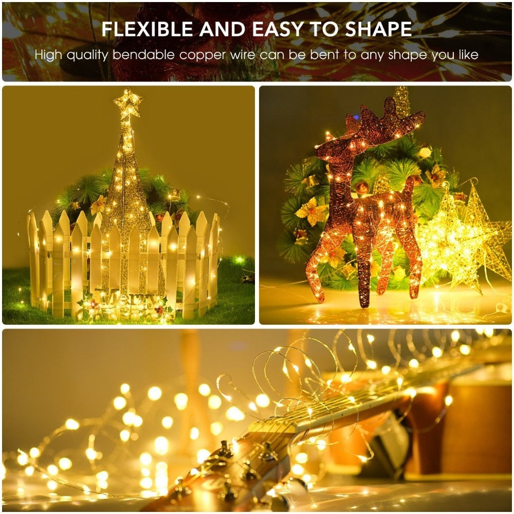 Solar String Fairy Lights 12m 100LED / 5M 50 LED  Waterproof Outdoor Garland