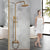 KEMAIDI Antique Brass Shower Faucets Set Rainfall Shower Head with Shelf Mixer  Swivel Spout