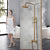 KEMAIDI Antique Brass Shower Faucets Set Rainfall Shower Head with Shelf Mixer  Swivel Spout