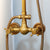 KEMAIDI Antique Brass Shower Faucets Set Rainfall Shower Head with Shelf Mixer  Swivel Spout