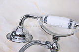 Chrome Brass Bathroom Tub Faucet W/Hand Shower Sprayer Clawfoot Mixer Tap Wall Mounted Kna207