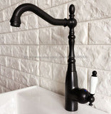 Black Oil Rubbed Brass Basin Swivel Spout Bathroom/Kitchen Faucet Mixer Tap Deck Mounted