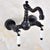 Black Wall Mounted Dual Ceramic Handles Swivel Spout Kitchen/Bathroom Sink Mixer Tap