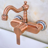 Antique Red Copper Kitchen/Bathroom Basin Wall Mounted Faucet Bnf940