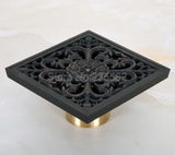 ZGRK Square Black Brass Shower  Floor Drain Cover  Grate Waste 10*10