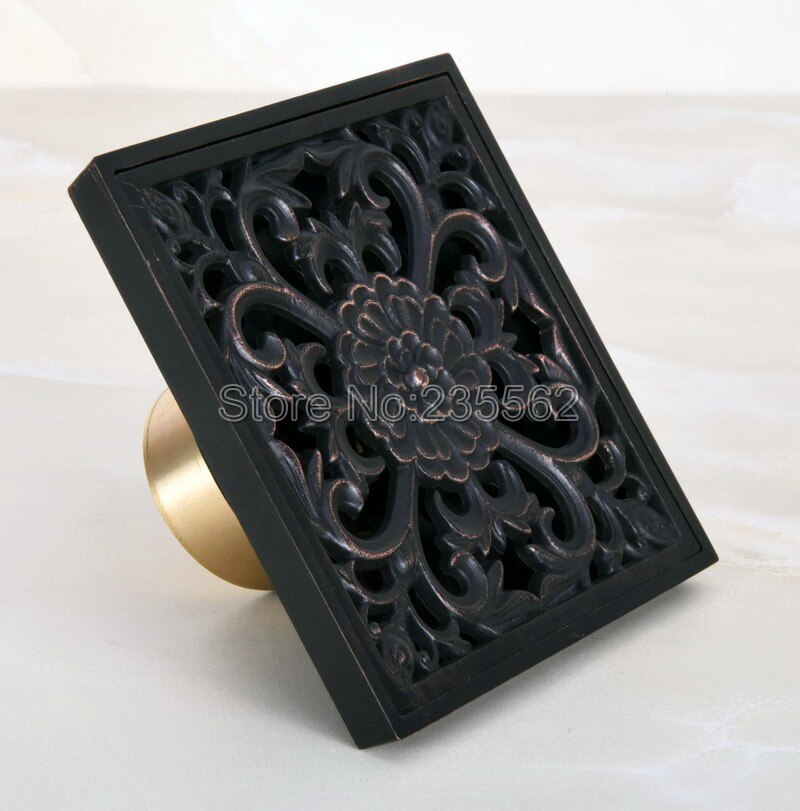 ZGRK Square Black Brass Shower  Floor Drain Cover  Grate Waste 10*10