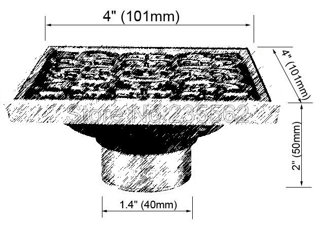 ZGRK Square Black Brass Shower  Floor Drain Cover  Grate Waste 10*10