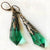 Antique Art Deco Alloy Earrings Natural Green Crystal Dangle Earrings