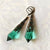 Antique Art Deco Alloy Earrings Natural Green Crystal Dangle Earrings