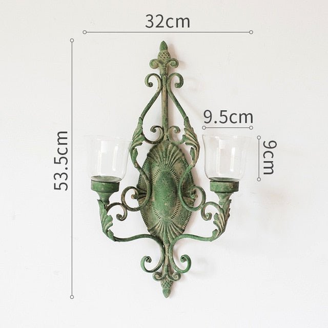 Large Retro French Wrought Iron Wall Hanging Candle Holder for Garden Courtyard  FC380
