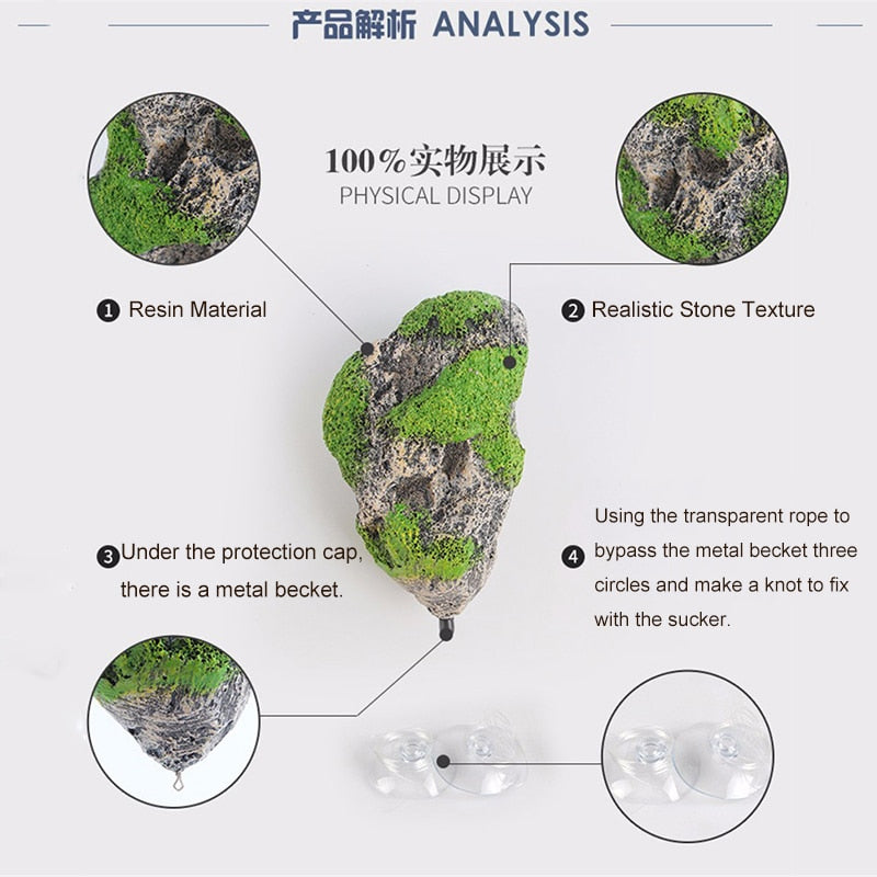 Floating Rock Suspended Artificial Stone Fish Tank Decoration