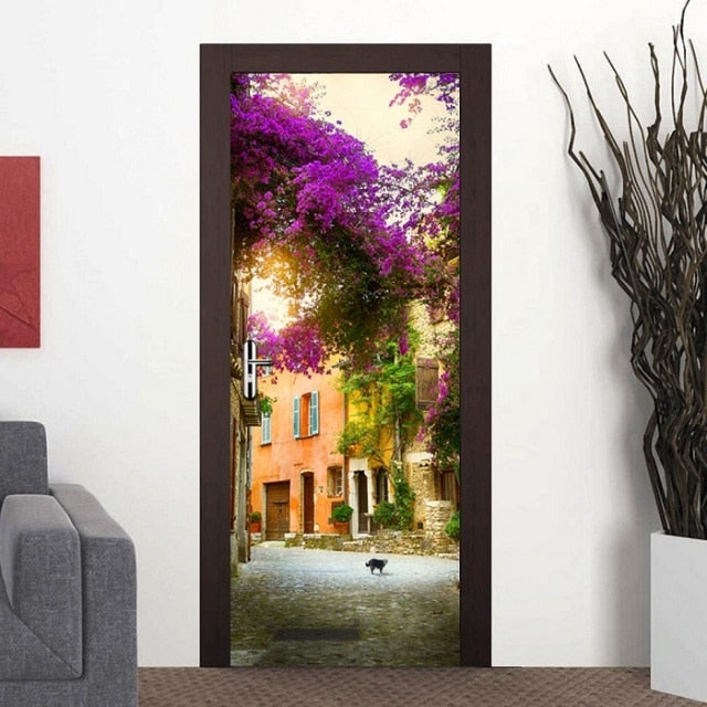 DIY 3D Door Landscape Art Door Stickers Removable - 95 x 215cm