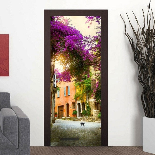 DIY 3D Door Landscape Art Door Stickers Removable - 90 x 200cm