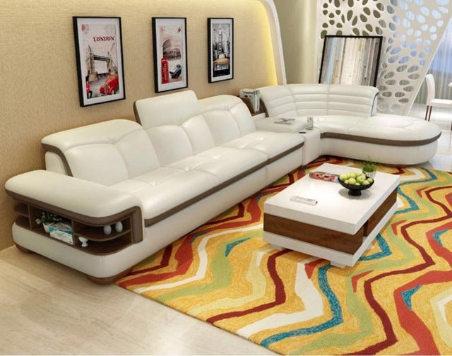 Modern bonded leather corner sofa with l shape(2 seat 1 arm+lounge)  #CE-K04