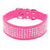 Rhinestone Leather Diamante Crystal Studded Dogs Pet Collars 2inch Wide